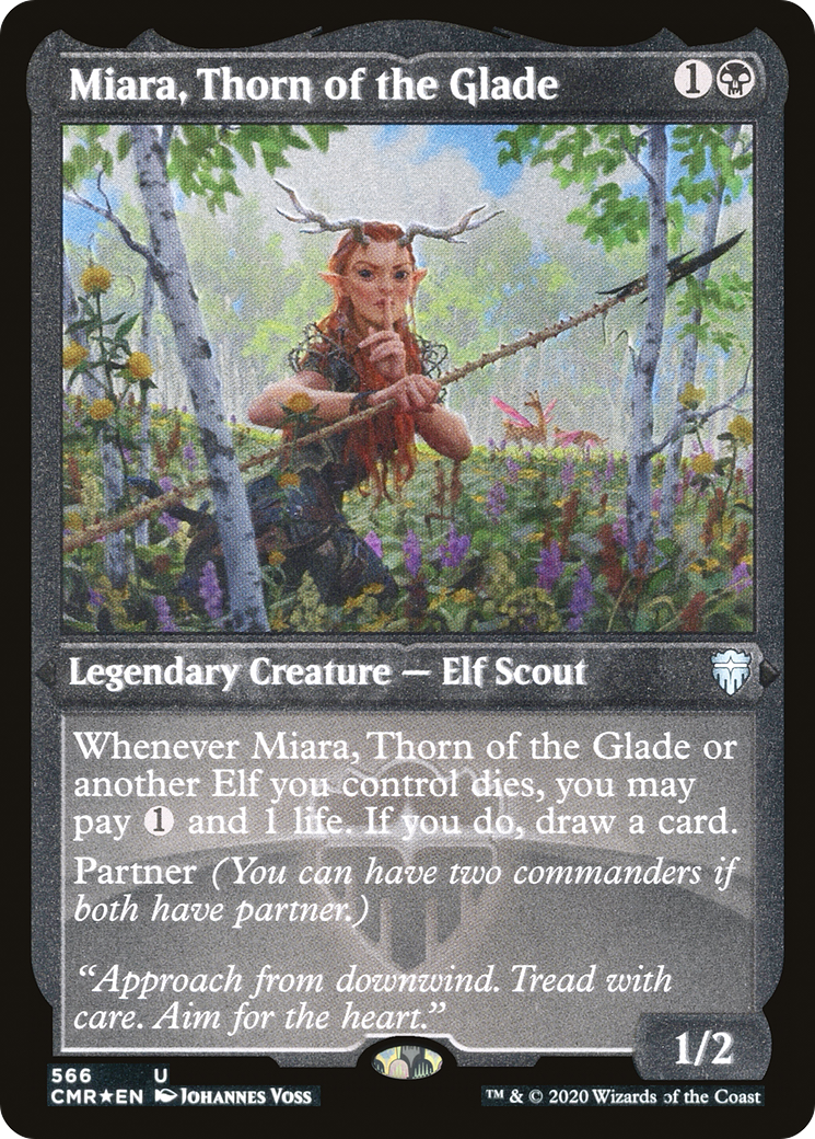 Miara, Thorn of the Glade (Foil Etched) (CMR-566)  Foil - Commander Legends