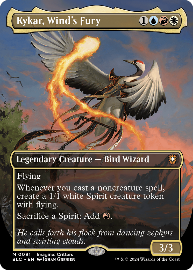 Kykar, Wind's Fury (Borderless) (BLC-091)  - Bloomburrow Commander