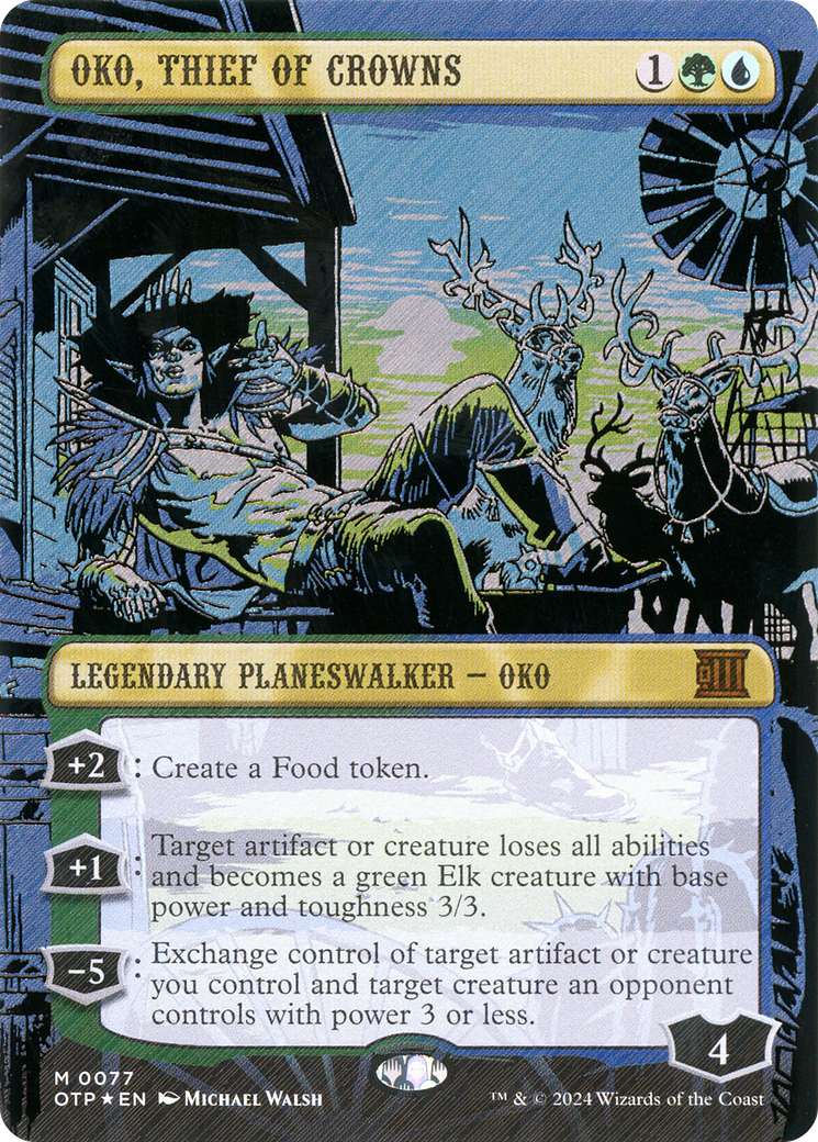 Oko, Thief of Crowns (Textured Foil) (OTP-077)  Foil - Breaking News (Borderless)