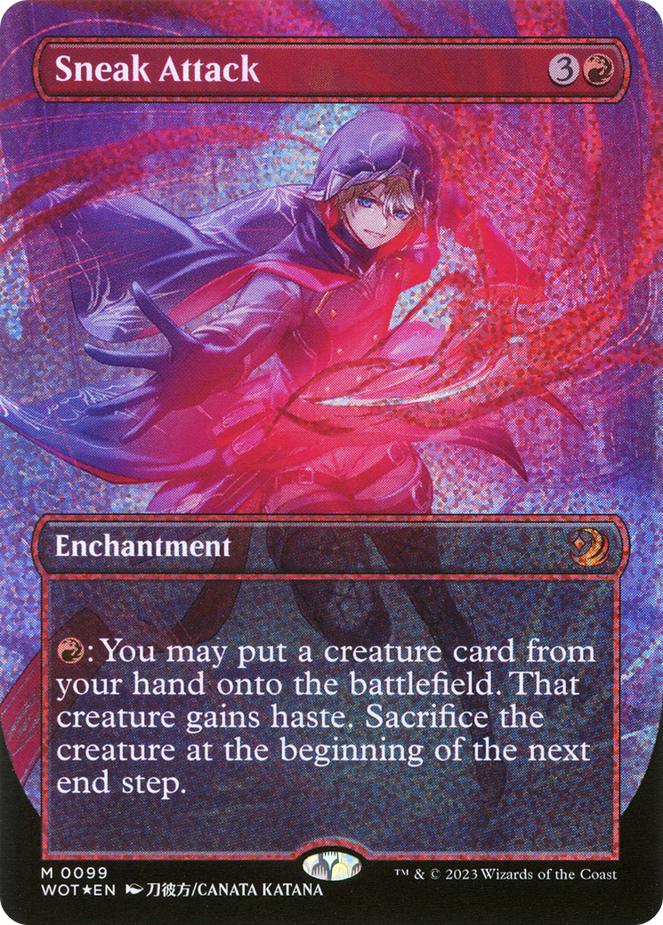 Sneak Attack (Anime Borderless) (Confetti Foil) (WOT-099)  Foil - Wilds of Eldraine: Enchanting Tales