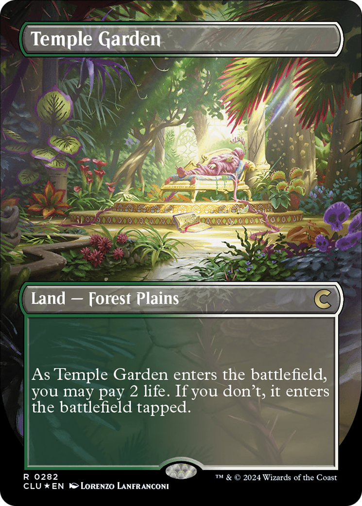 Temple Garden (Borderless) (CLU-282)  Foil - Ravnica: Clue Edition
