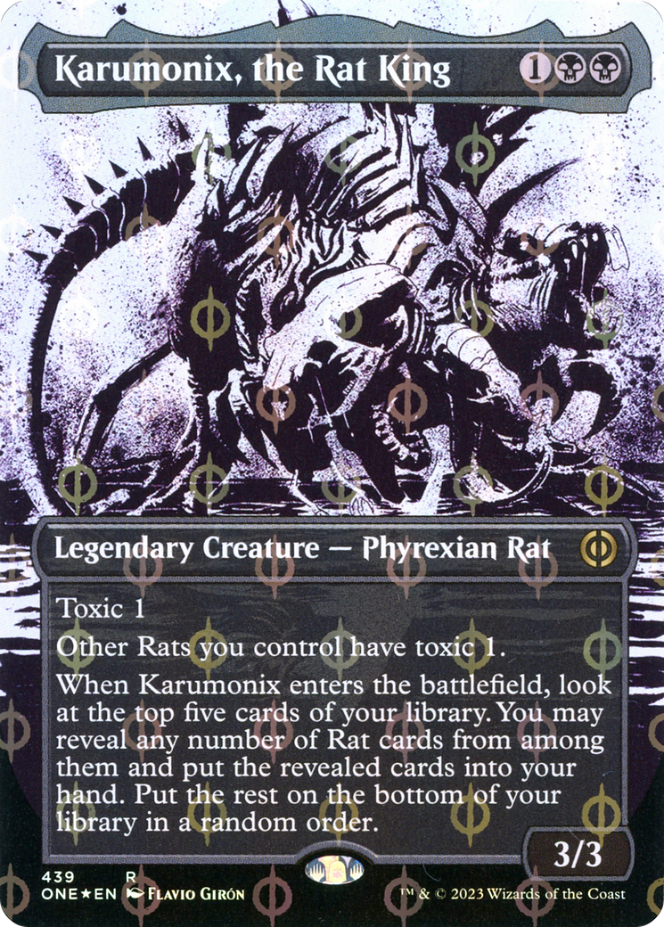 Karumonix, the Rat King (Showcase) (Step-and-Compleat Foil) (ONE-439)  Foil - Phyrexia: All Will Be One: (Showcase) (Borderless)