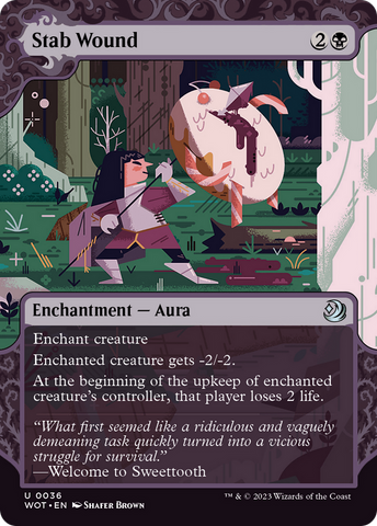 Stab Wound (WOT-036)  Foil - Wilds of Eldraine: Enchanting Tales: (Showcase) (Borderless)