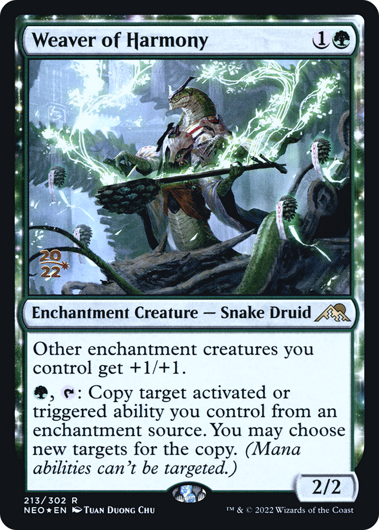 Weaver of Harmony (PRE-213S) - Kamigawa: Neon Dynasty Promos: (enchantment) Foil
