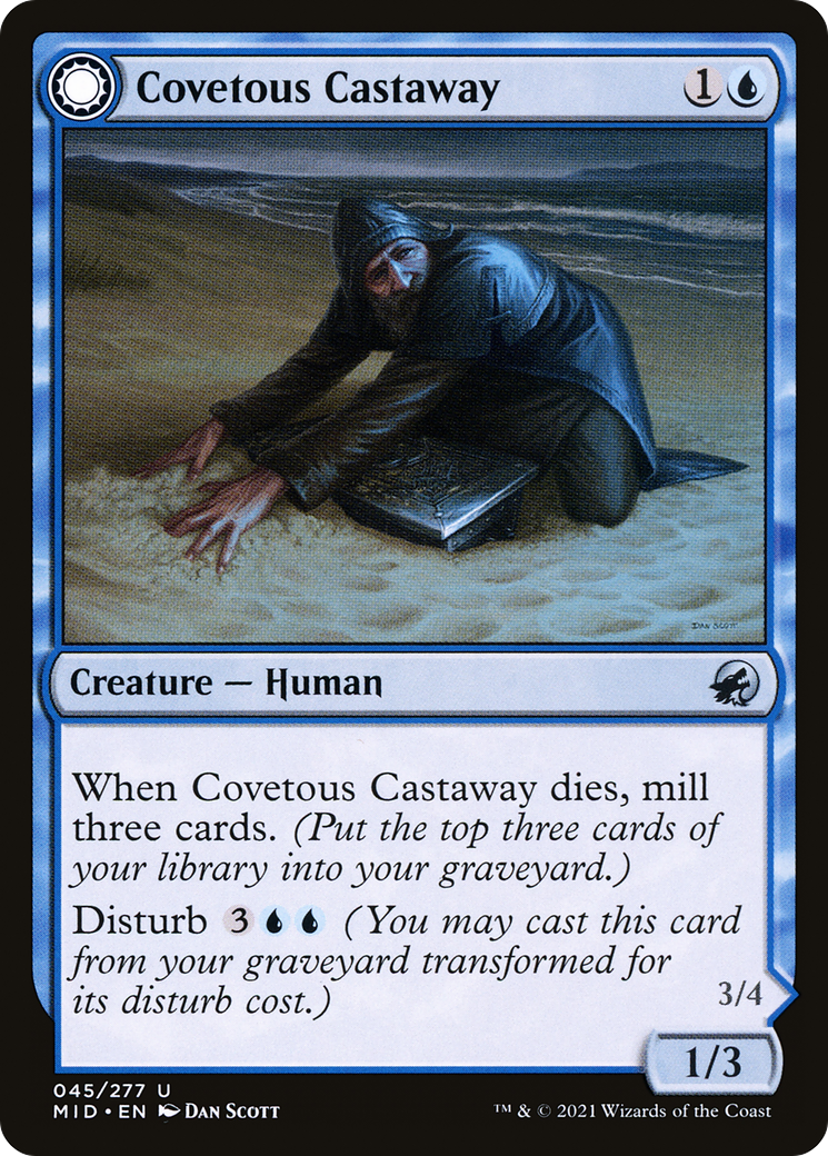 Covetous Castaway (MID-045)  Foil - Innistrad: Midnight Hunt: (Double Faced Transform)