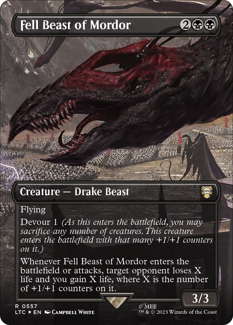 Fell Beast of Mordor (Borderless) (Surge Foil) (LTC-557)  Foil - Tales of Middle-earth Commander