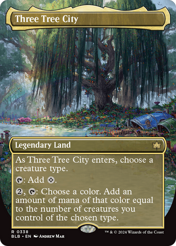 Three Tree City (Borderless) (0338) (BLB-338) - Bloomburrow (Borderless) Foil