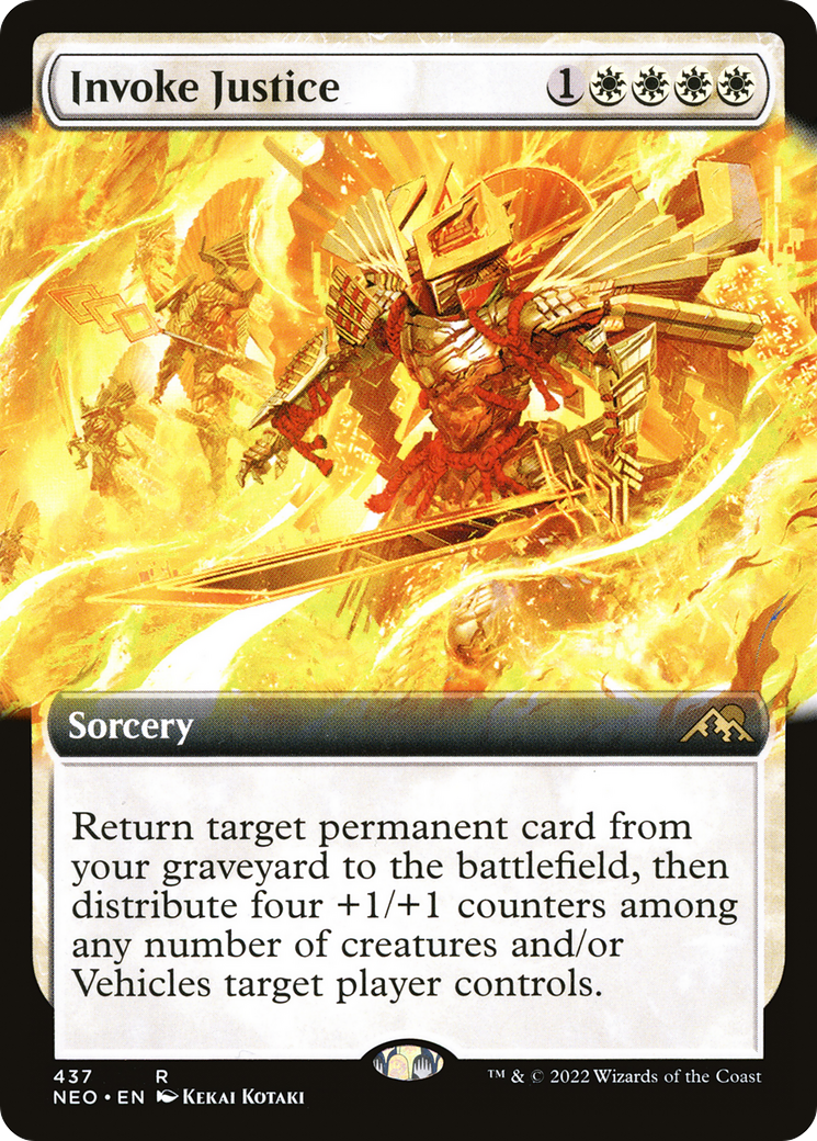 Invoke Justice (Extended Art) (NEO-437)  - Kamigawa: Neon Dynasty: (Extended Art)