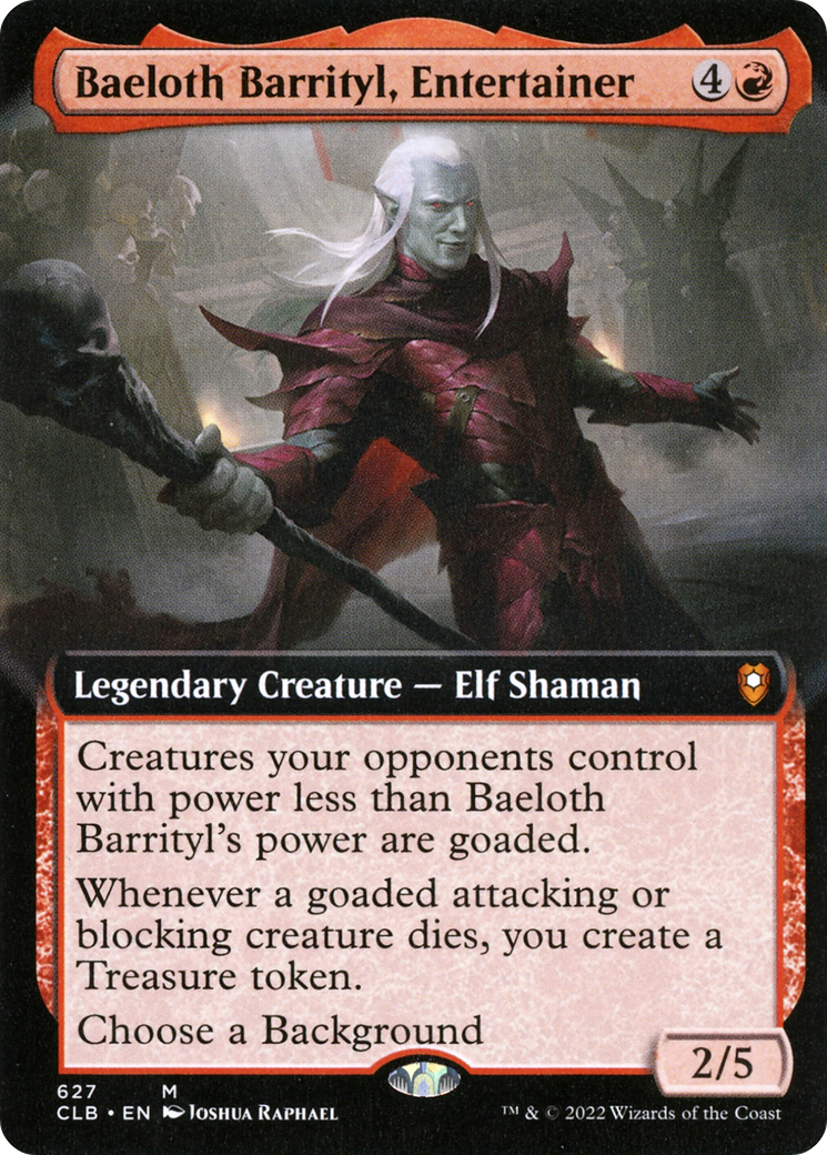 Baeloth Barrityl, Entertainer (Extended Art) (CLB-627)  - Commander Legends: Battle for Baldur's Gate: (Extended Art)