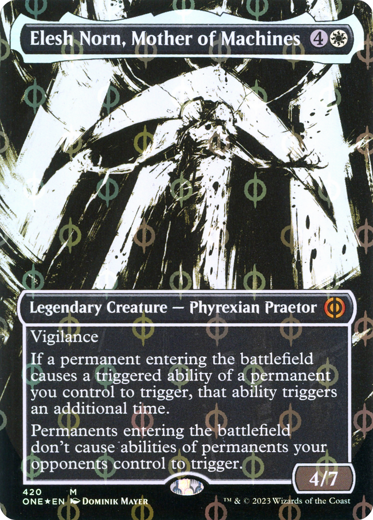 Elesh Norn, Mother of Machines (Showcase) (Step-and-Compleat Foil) (ONE-420)  Foil - Phyrexia: All Will Be One: (Showcase) (Borderless)