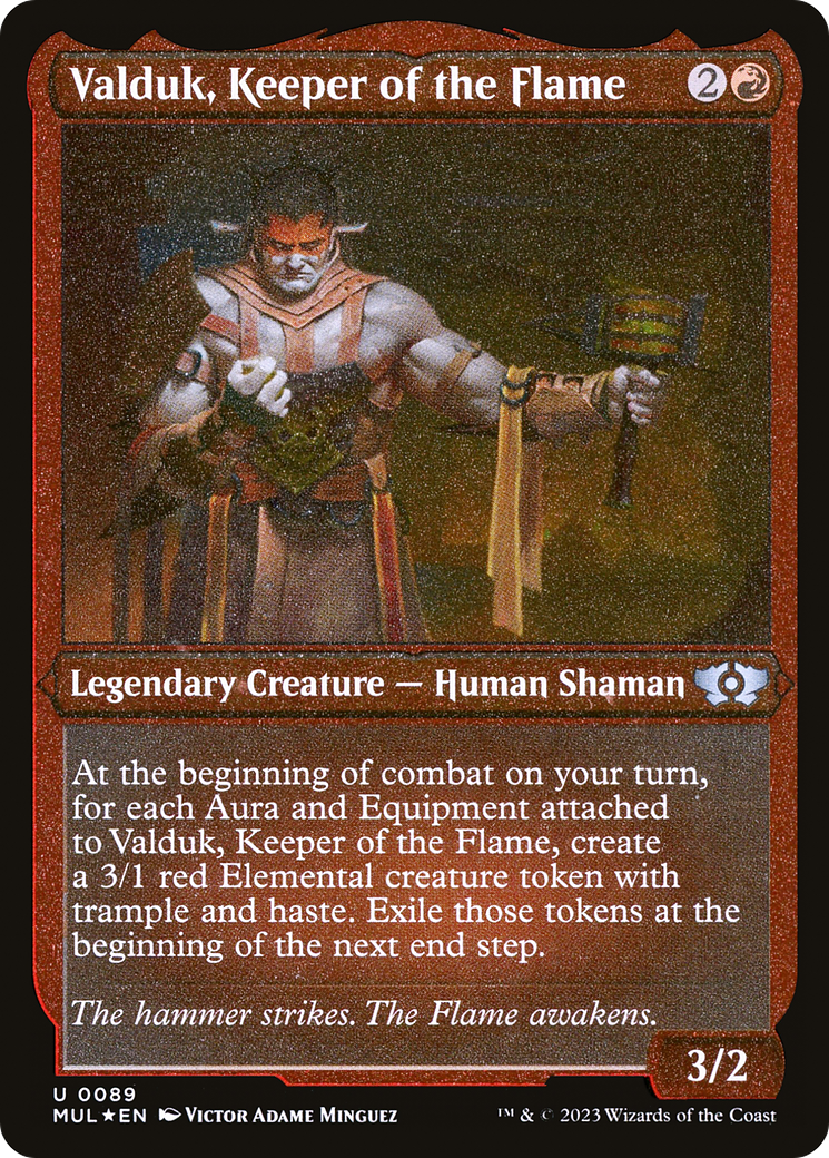 Valduk, Keeper of the Flame (Foil Etched) (MUL-089)  Foil - Multiverse Legends