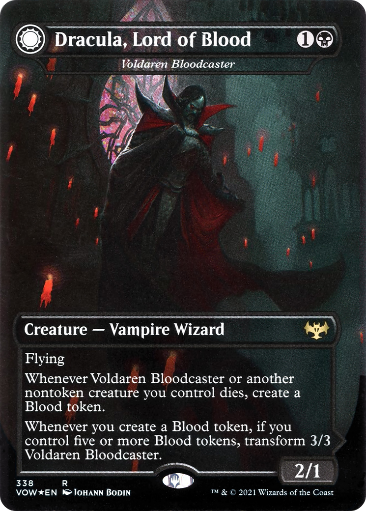 Dracula, Lord of Blood - Voldaren Bloodcaster (VOW-338) - Innistrad: Crimson Vow: (Double Faced Transform) (Borderless) Foil
