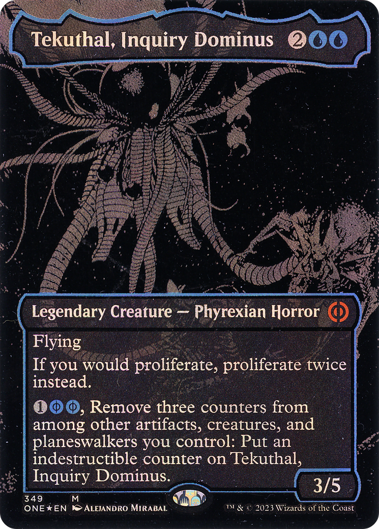 Tekuthal, Inquiry Dominus (Oil Slick Raised Foil) (ONE-349)  Foil - Phyrexia: All Will Be One (Borderless)