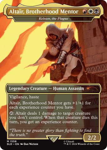 Altair, Brotherhood Mentor - Kelsien, the Plague (SLD-1558)  - Secret Lair Drop / Altaïr, Brotherhood Mentor (Borderless)