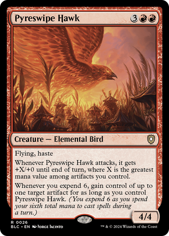 Pyreswipe Hawk (BLC-026)  - Bloomburrow Commander