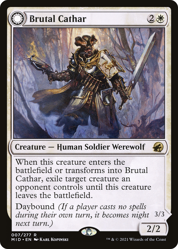 Brutal Cathar (MID-007)  - Innistrad: Midnight Hunt: (Double Faced Transform)