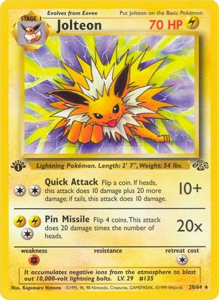 Jolteon (20) 020/64  - 1st Edition Jungle - Rare