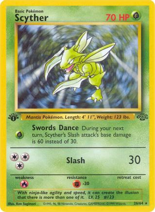 Scyther (26) 026/64  - 1st Edition Jungle - Rare