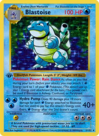 Blastoise 002  - Unlimited Holofoil Base Set Shadowless - Holo Rare