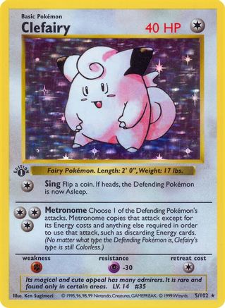 Clefairy 005  - 1st Edition Holofoil Base Set Shadowless - Holo Rare