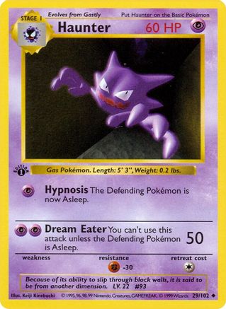 Haunter 029/102  - 1st Edition Base Set Shadowless - Uncommon