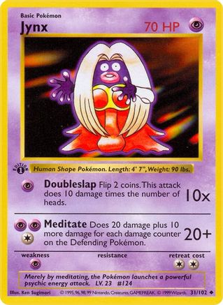 Jynx 031/102  - Unlimited Base Set Shadowless - Uncommon