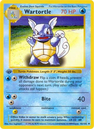 Wartortle 042/102  - Unlimited Base Set Shadowless - Uncommon