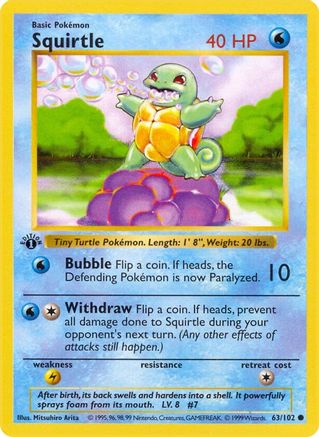 Squirtle 063/102  - Unlimited Base Set Shadowless - Common