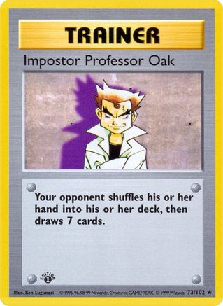 Impostor Professor Oak 073/102  - 1st Edition Base Set Shadowless - Rare