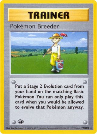 Pokemon Breeder 076/102  - 1st Edition Base Set Shadowless - Rare