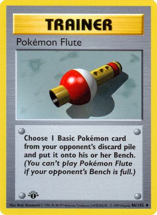 Pokemon Flute 086  - Unlimited Base Set Shadowless - Uncommon