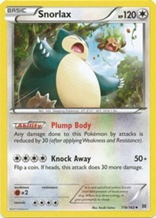 Snorlax 118/162  - Reverse Holofoil XY  BREAKthrough - Uncommon