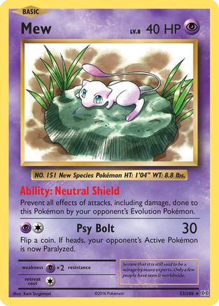 Mew 053/108  - Reverse Holofoil XY  Evolutions - Holo Rare