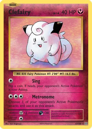 Clefairy 063/108  - Reverse Holofoil XY  Evolutions - Holo Rare
