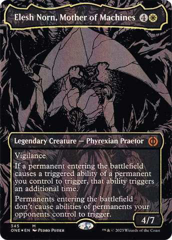 Elesh Norn, Mother of Machines (Oil Slick Raised Foil) (ONE-345)  Foil - Phyrexia: All Will Be One (Borderless)