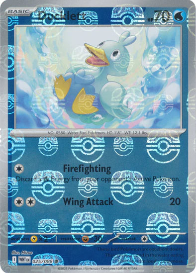Ducklett (Master Ball Pattern) 025/086  - Holofoil SV White Flare - Common
