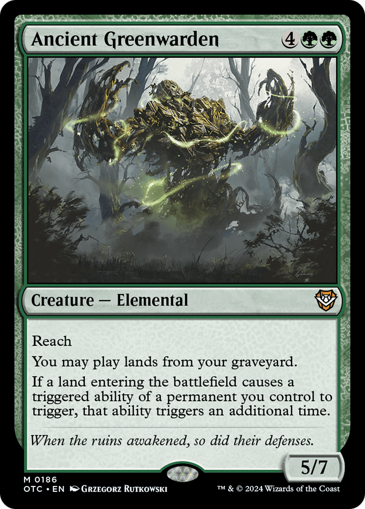 Ancient Greenwarden (OTC-186)  - Outlaws of Thunder Junction Commander