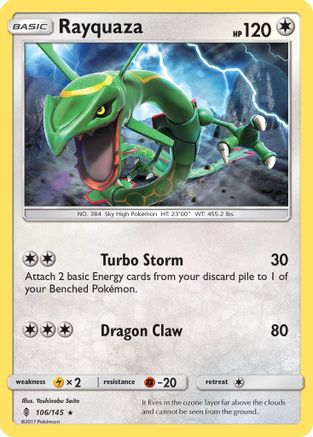Rayquaza 106/145  - Reverse Holofoil SM  Guardians Rising - Rare