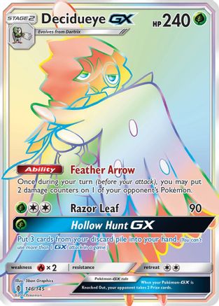 Decidueye GX (Secret) 146  - Holofoil SM  Guardians Rising - Secret Rare