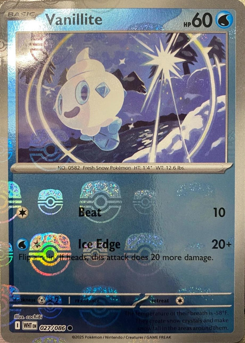 Vanillite (Master Ball Pattern) 027/086  - Holofoil SV White Flare - Common