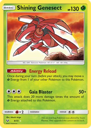Shining Genesect 009/73  - Holofoil Shining Legends - Shiny Holo Rare