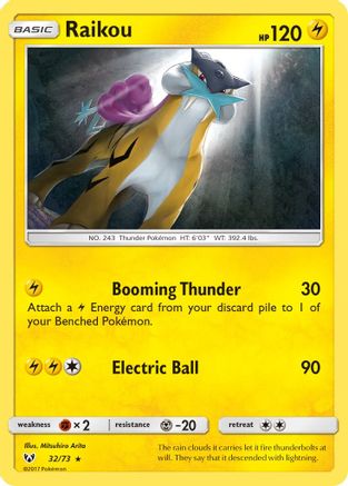 Raikou 032/73  - Reverse Holofoil Shining Legends - Holo Rare