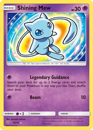 Shining Mew 040/73  - Holofoil Shining Legends - Shiny Holo Rare