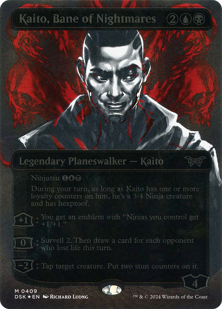 Kaito, Bane of Nightmares (Showcase) (Textured Foil) (DSK-409)  Foil - Duskmourn: House of Horror: (Showcase) (Borderless)