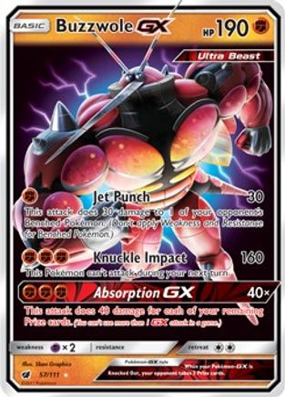 Buzzwole GX 057/111  - Holofoil SM  Crimson Invasion - Ultra Rare