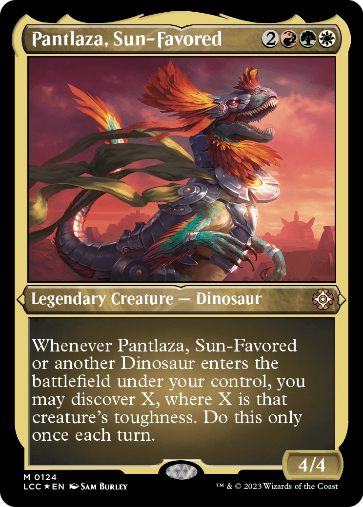 Pantlaza, Sun-Favored (Display Commander) - Thick Stock (LCC-124)  Etched Foil - The Lost Caverns of Ixalan Commander