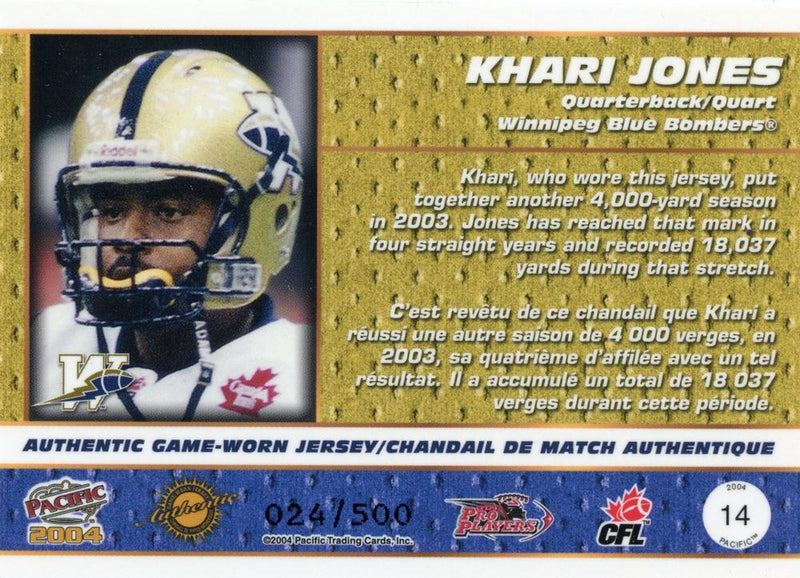 2004 Pacific CFL Game-Worn Jersey Short Print