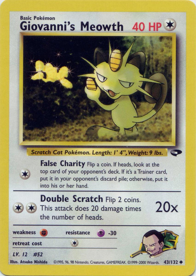 Giovanni's Meowth (43) 043/132  - Unlimited Gym Challenge - Uncommon