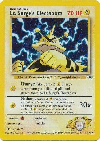 Lt. Surge's Electabuzz (6) 006/132  - Unlimited Holofoil Gym Heroes - Holo Rare
