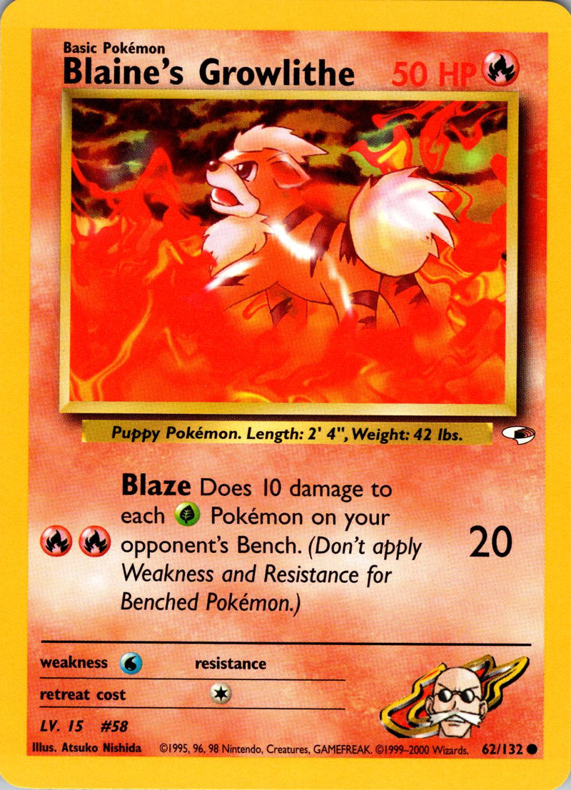 Blaine's Growlithe (62) 062/132  - Unlimited Gym Heroes - Common